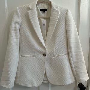 White Ann Taylor blazer, size 0. Runs big, fits size 2-4 comfortably.
